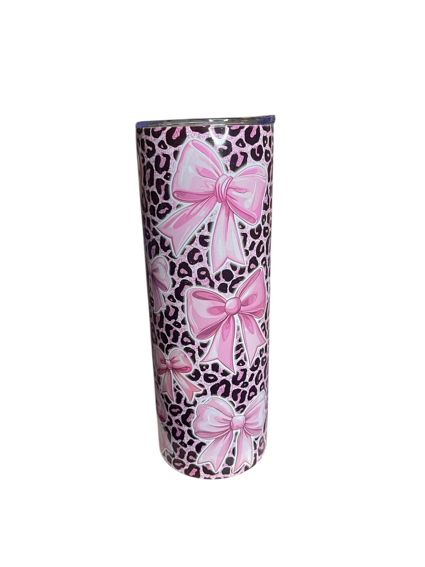 Pink Bow Leopard Print Tumbler 20oz.